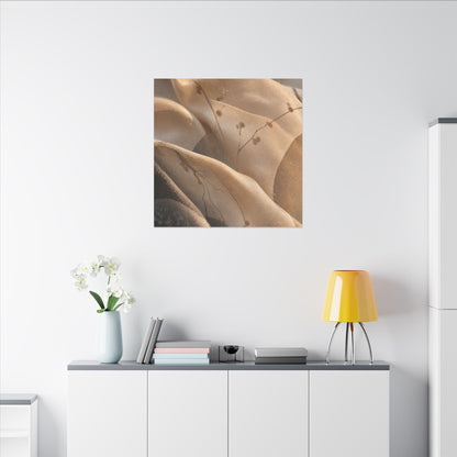 Japandi Silk Drape in Golden Hour | Japanese Pattern Canvas Art