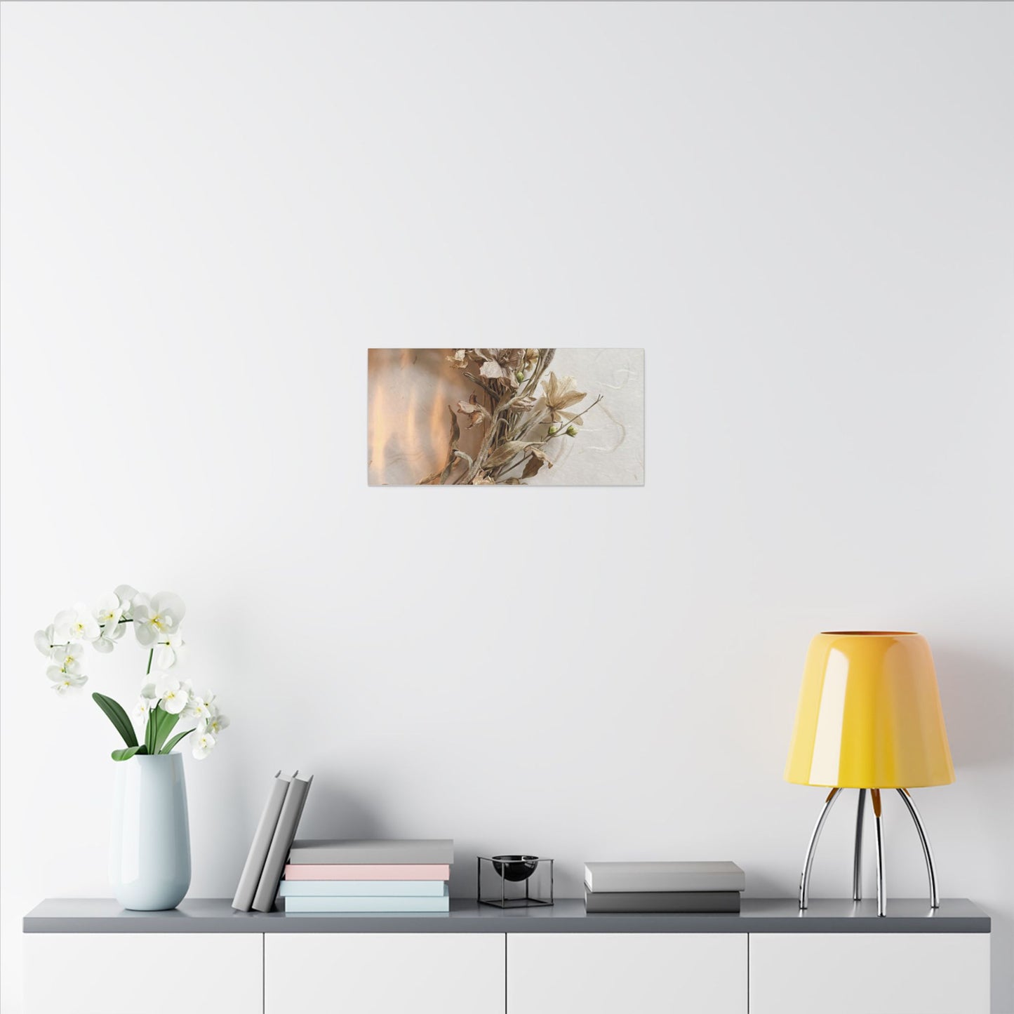 Dried Flowers Japanese Pattern Canvas Art | Neutral Japandi Art