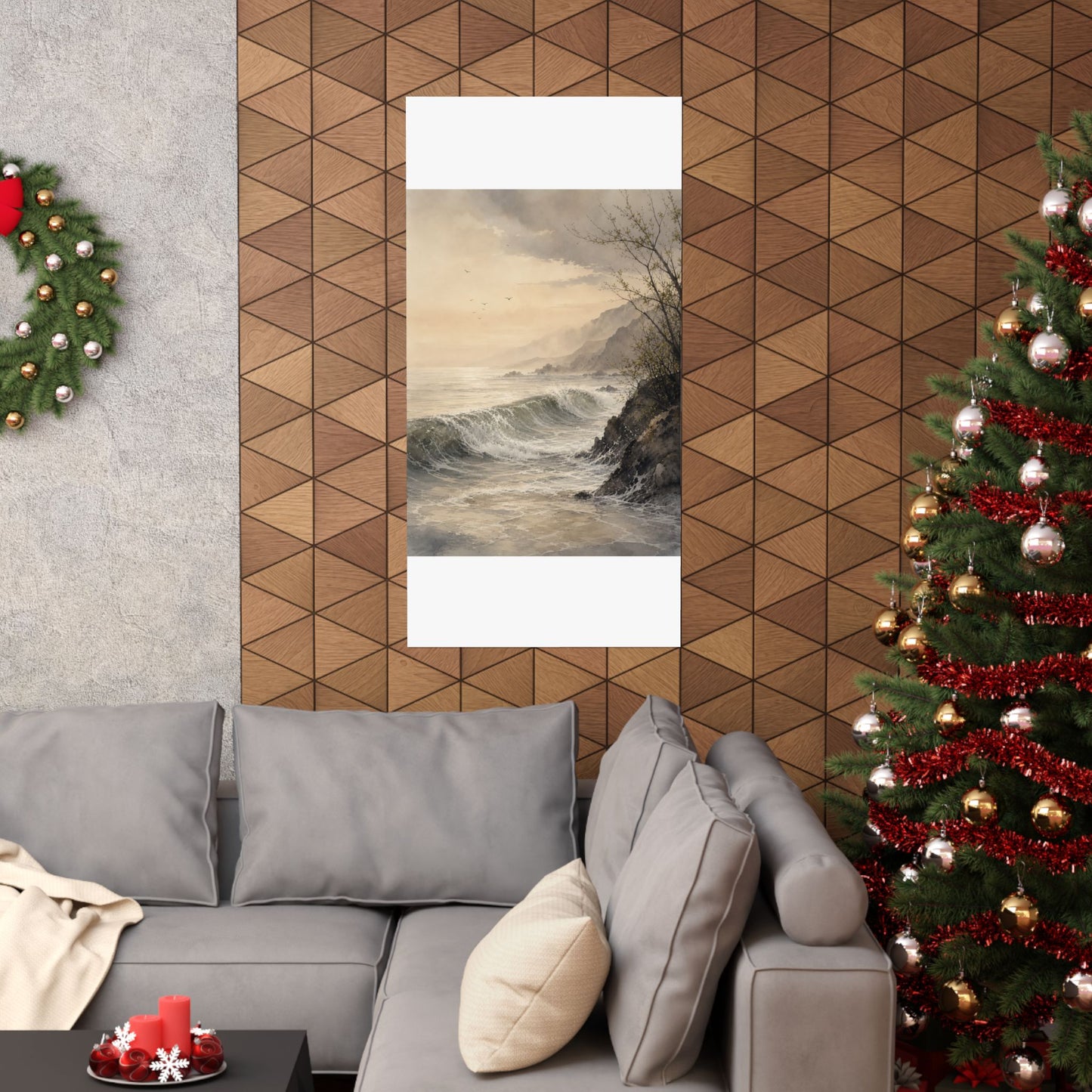 Warm Ocean Wave Wall Art Print - Watercolor Japandi