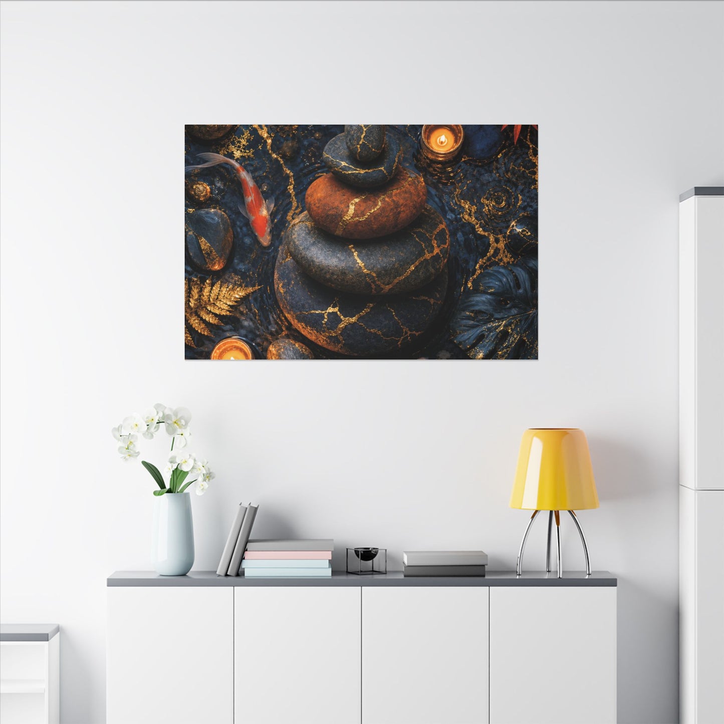 Summer River Stones Gold Vein Canvas Art | Resilient Decor