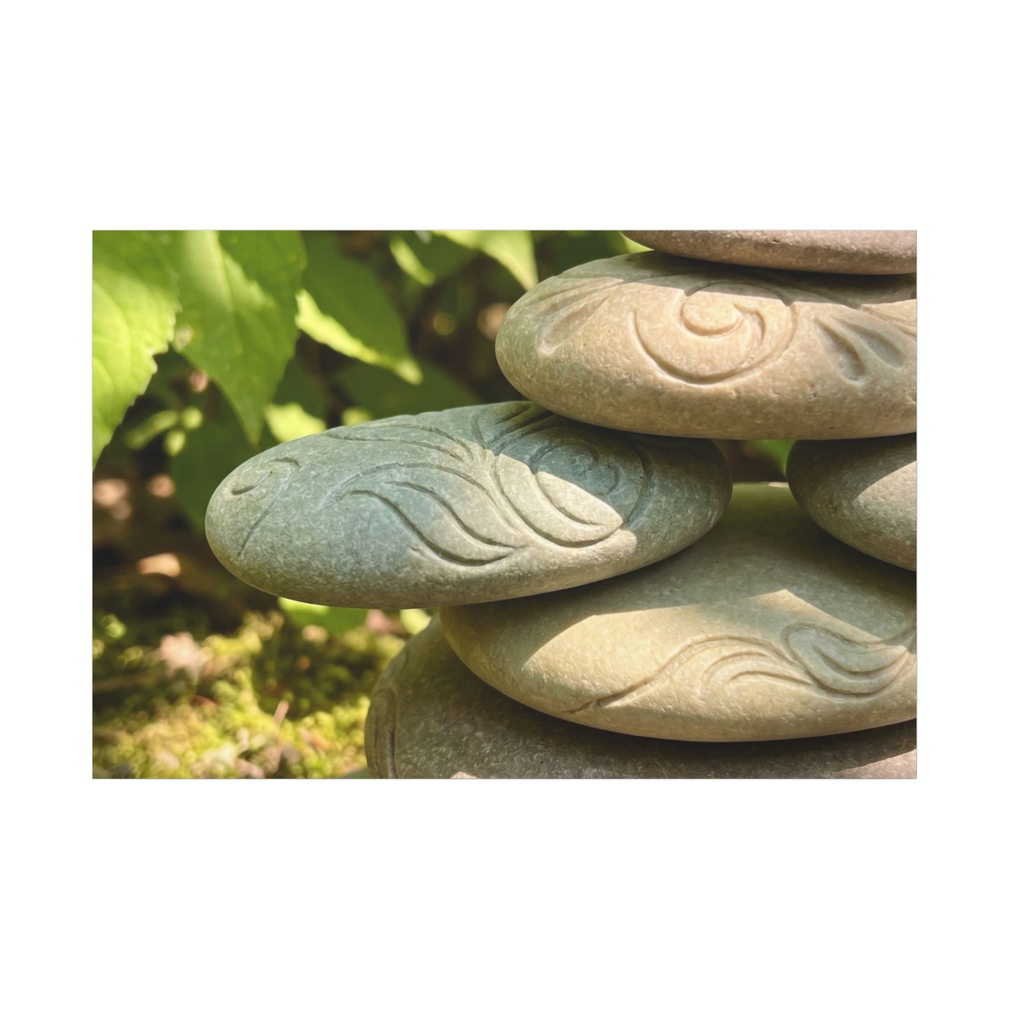 River Stones Summer Canvas Art | Japandi Earthy Design