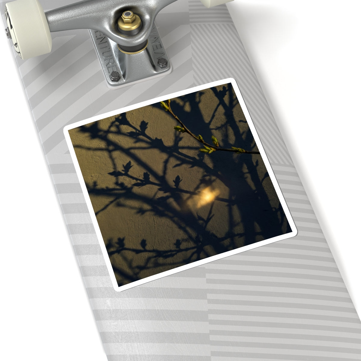 Dark Japandi Shadow Play in Golden Hour | Moody Minimal Sticker Art Print