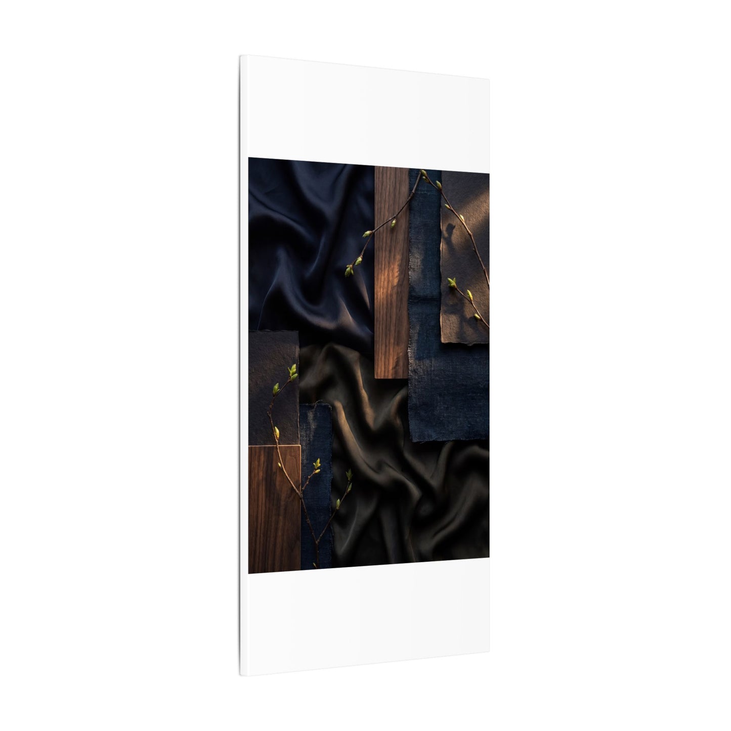 Silk Drape Spring Canvas Art | Dark Japandi Moody Design