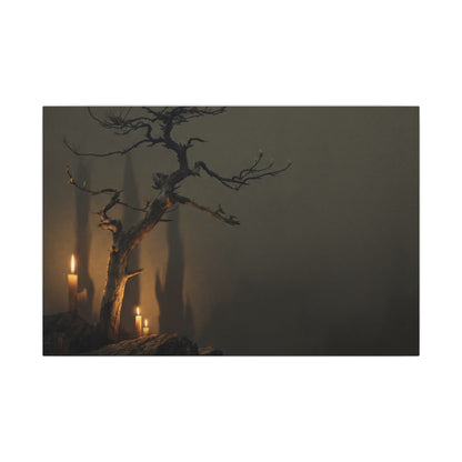 Ma Pine Tree Canvas Art - Dark Japandi Shadow Zen