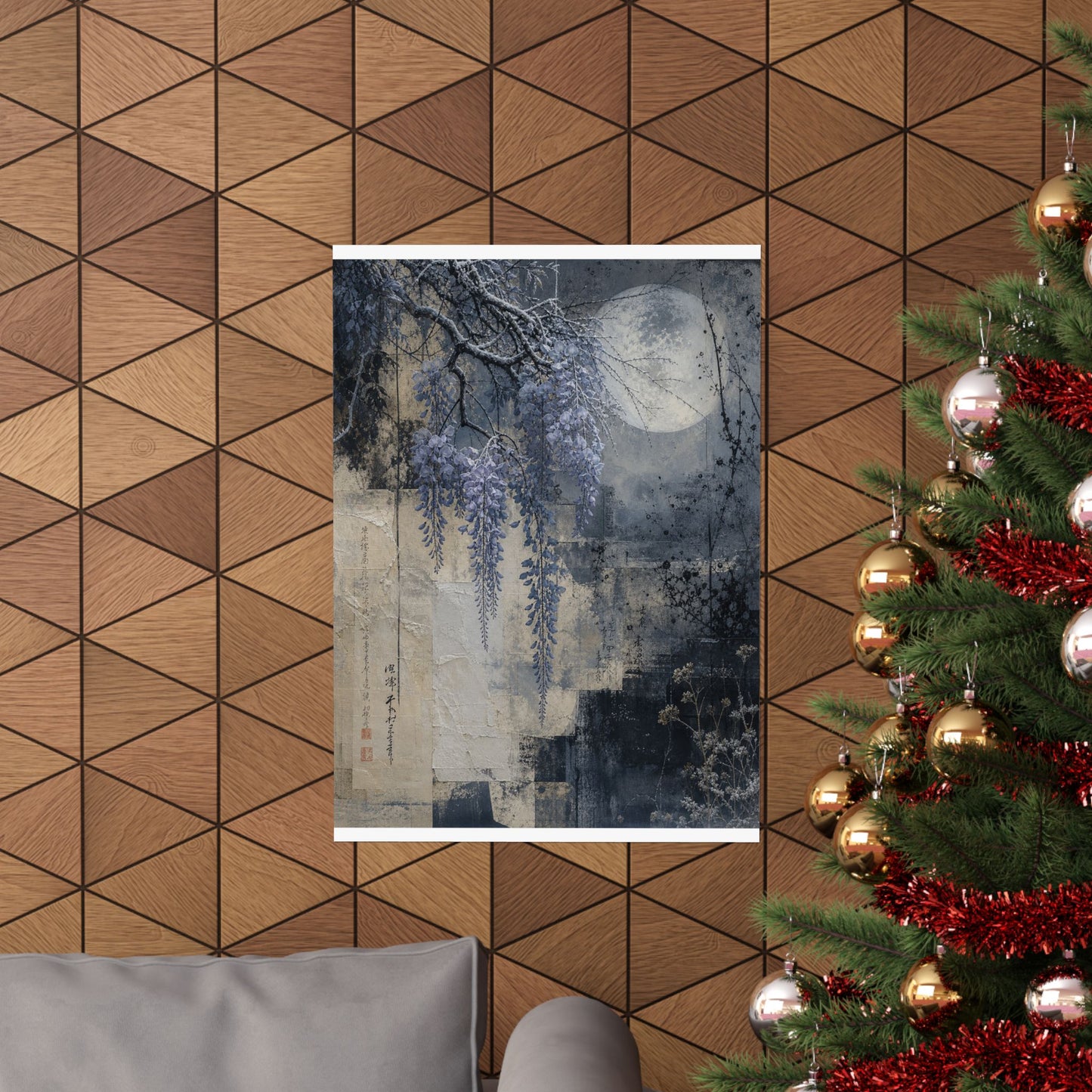Moonlight Wisteria Wall Art Print - Japandi Seijaku