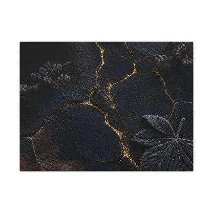 Candlelight Cracked Earth Canvas Art - Dark Japandi Ma