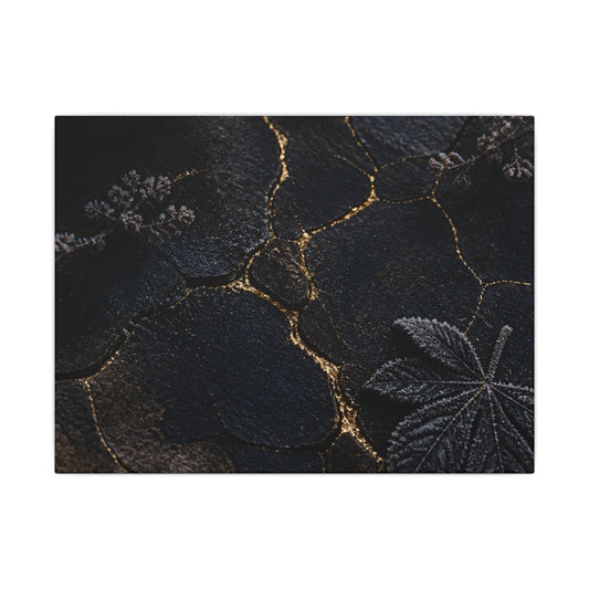 Candlelight Cracked Earth Canvas Art - Dark Japandi Ma