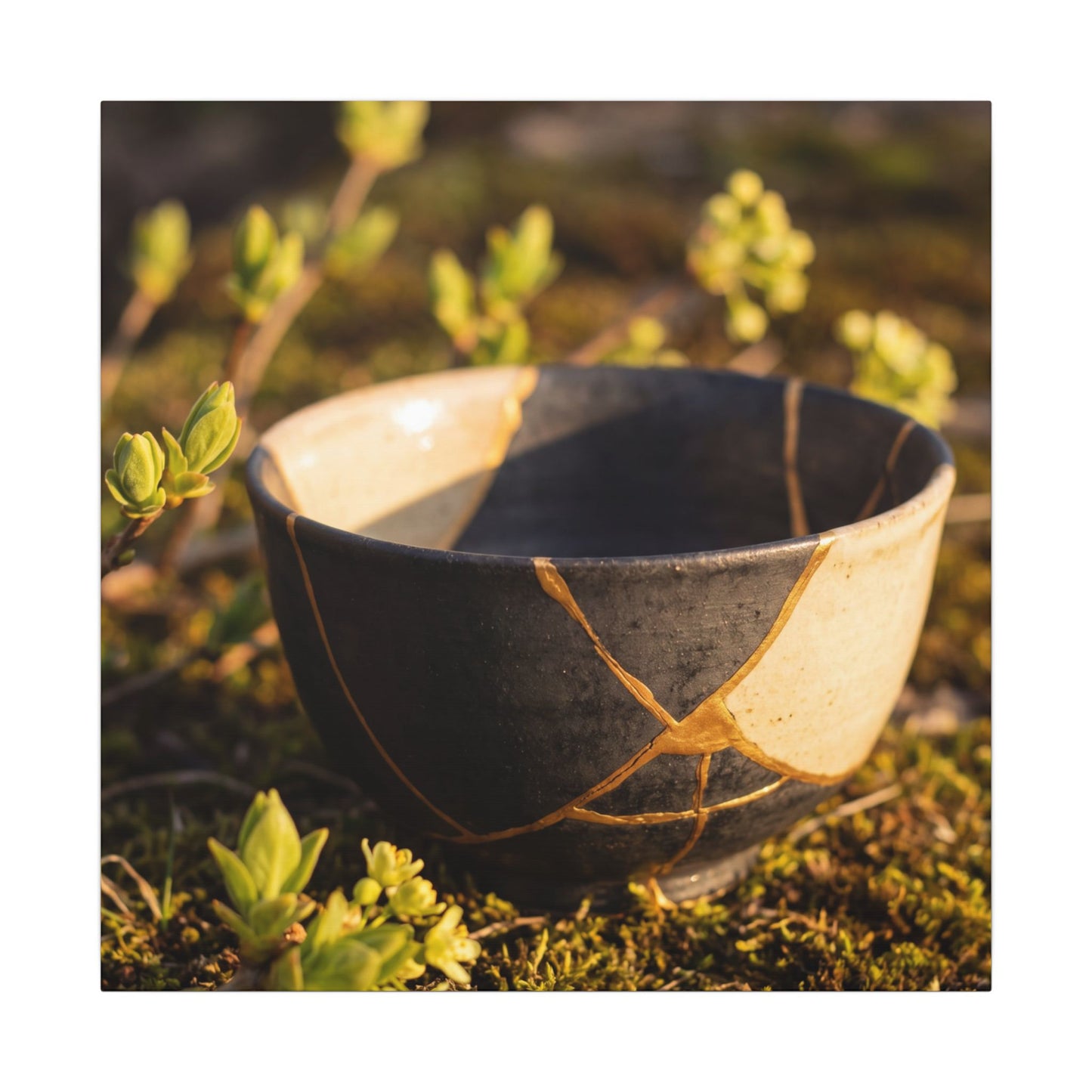 Seijaku Broken Pottery Canvas Art - Kintsugi Gold Repair