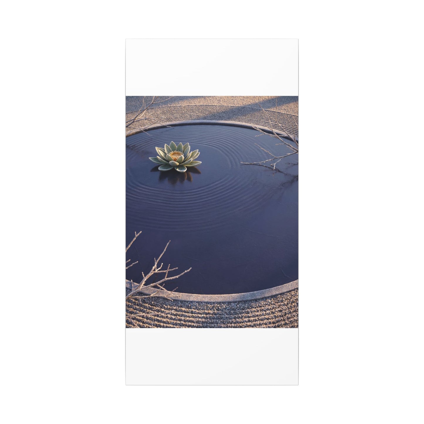 Lotus Flower Canvas Art | Winter Zen Karesansui Art