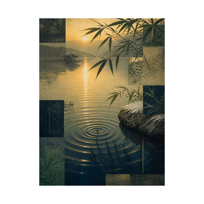 Winter Water Ripple Ukiyo E Inspired Wall Art Print | Tranquil Decor