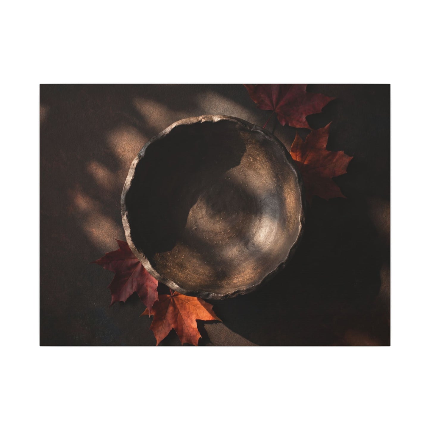 Ceramic Bowl Canvas Art | Autumn Dark Japandi Dark Texture Art Art Print