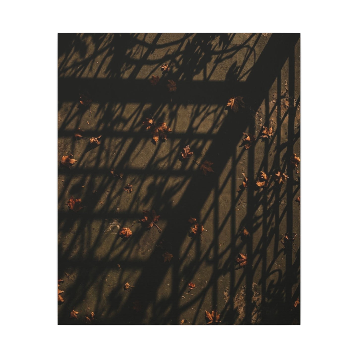 Dark Japandi Shadow Play in Golden Hour | Moody Minimal Canvas Art