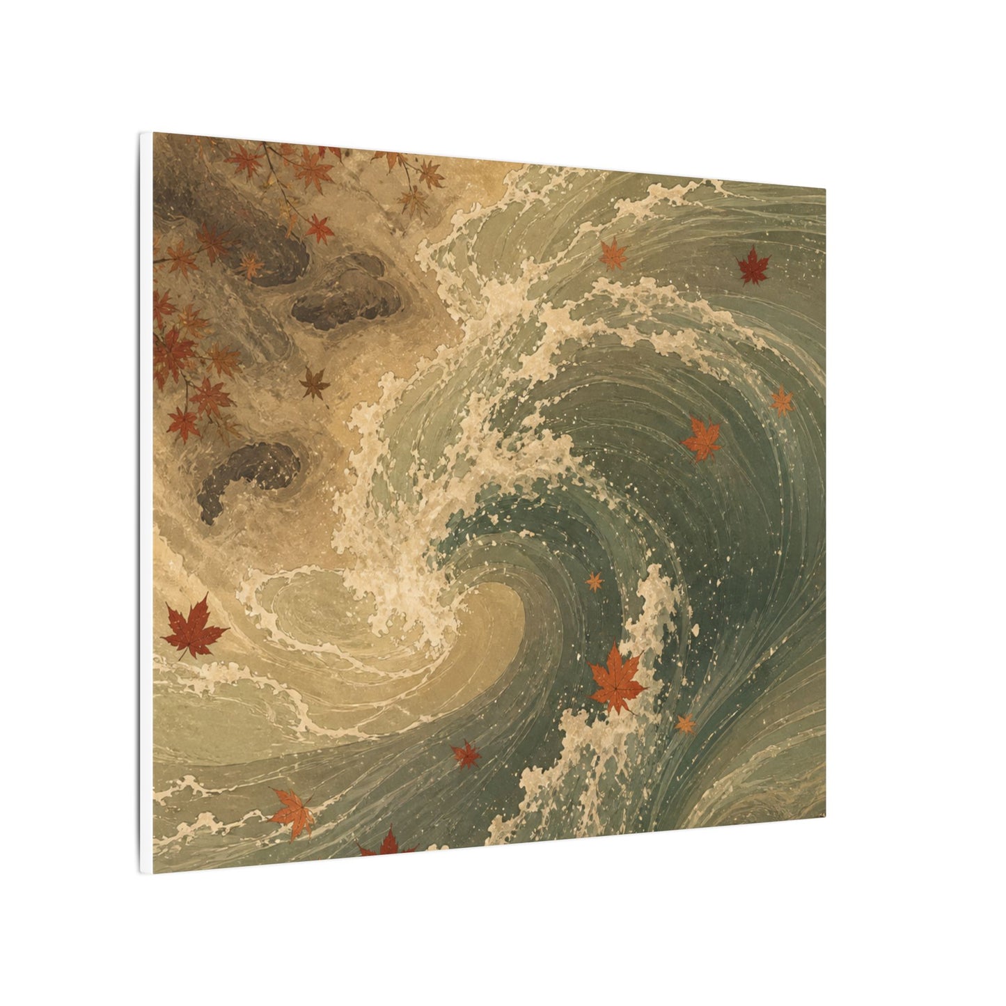 Japandi Ocean Wave in Candlelight | Japanese Pattern Canvas Art