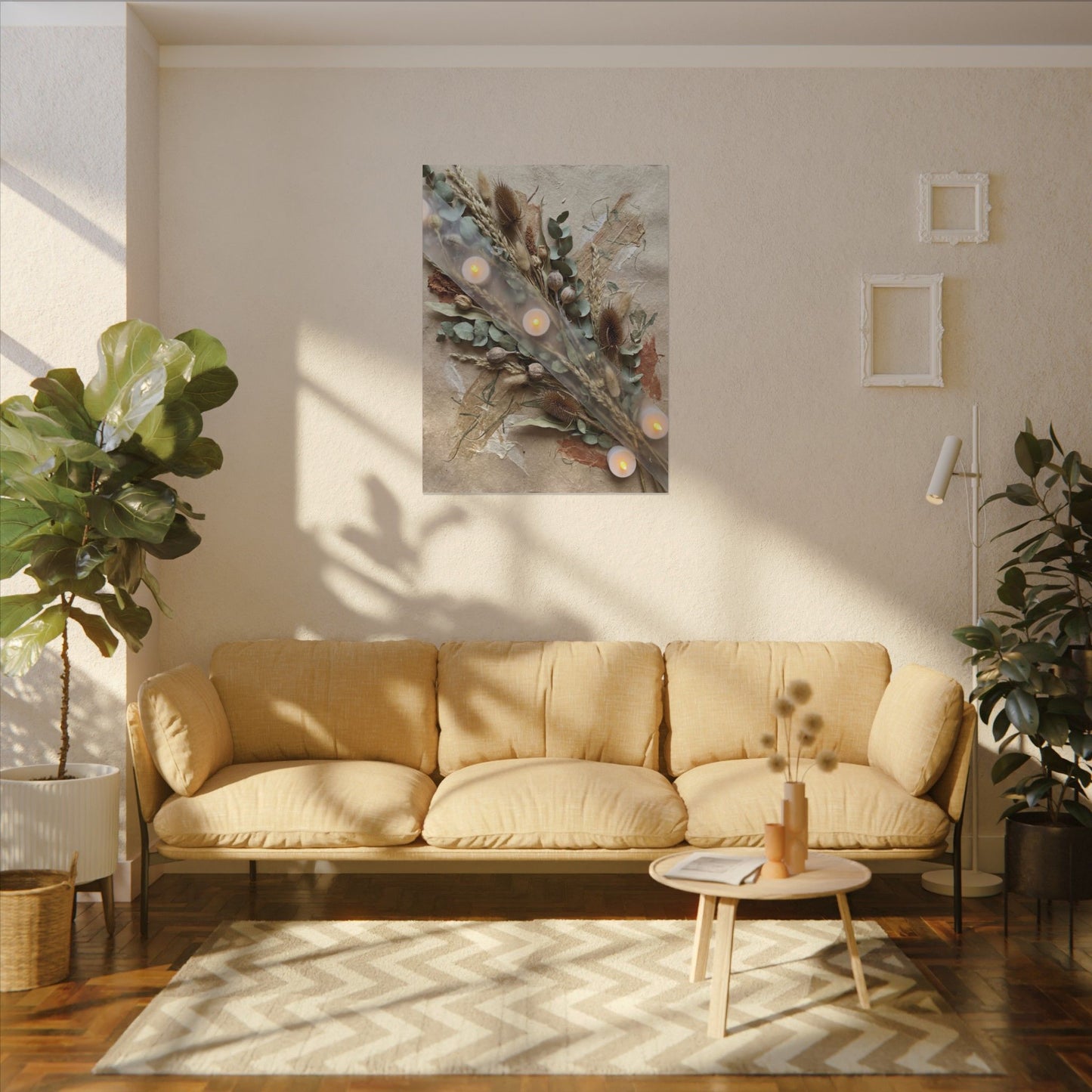 Candlelight Dried Flowers Canvas Art - Japandi Kanso