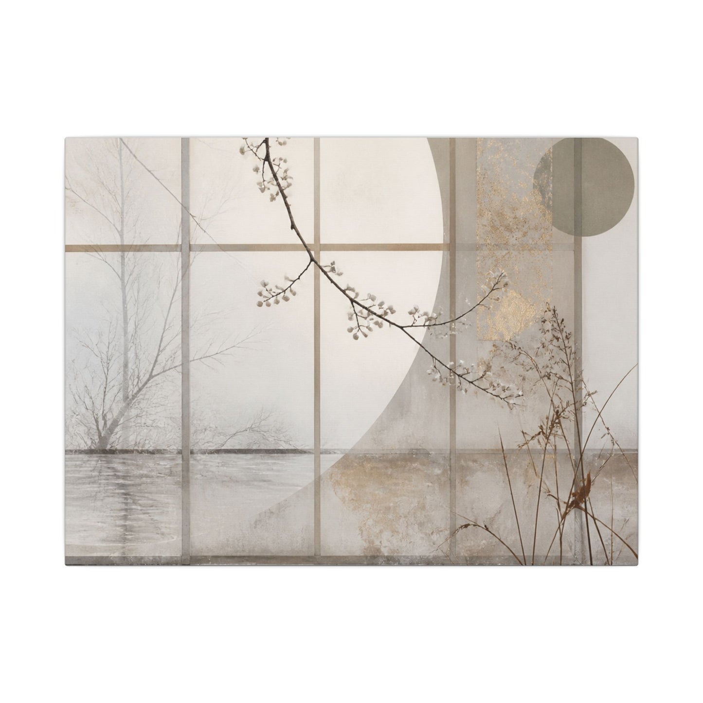 Winter Shoji Screen Japanese Pattern Canvas Art | Elegant Decor