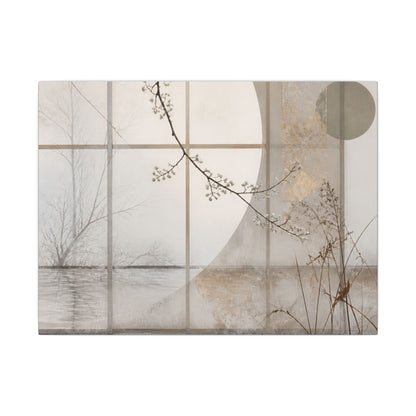 Winter Shoji Screen Japanese Pattern Canvas Art | Elegant Decor