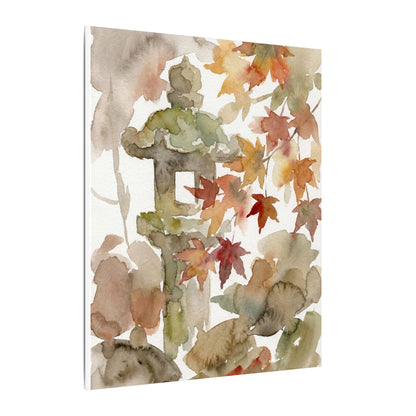 Stone Lantern Watercolor Canvas Art | Earthy Japandi Art