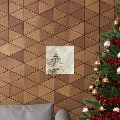 Warm Pine Tree Wall Art Print - Watercolor Japandi