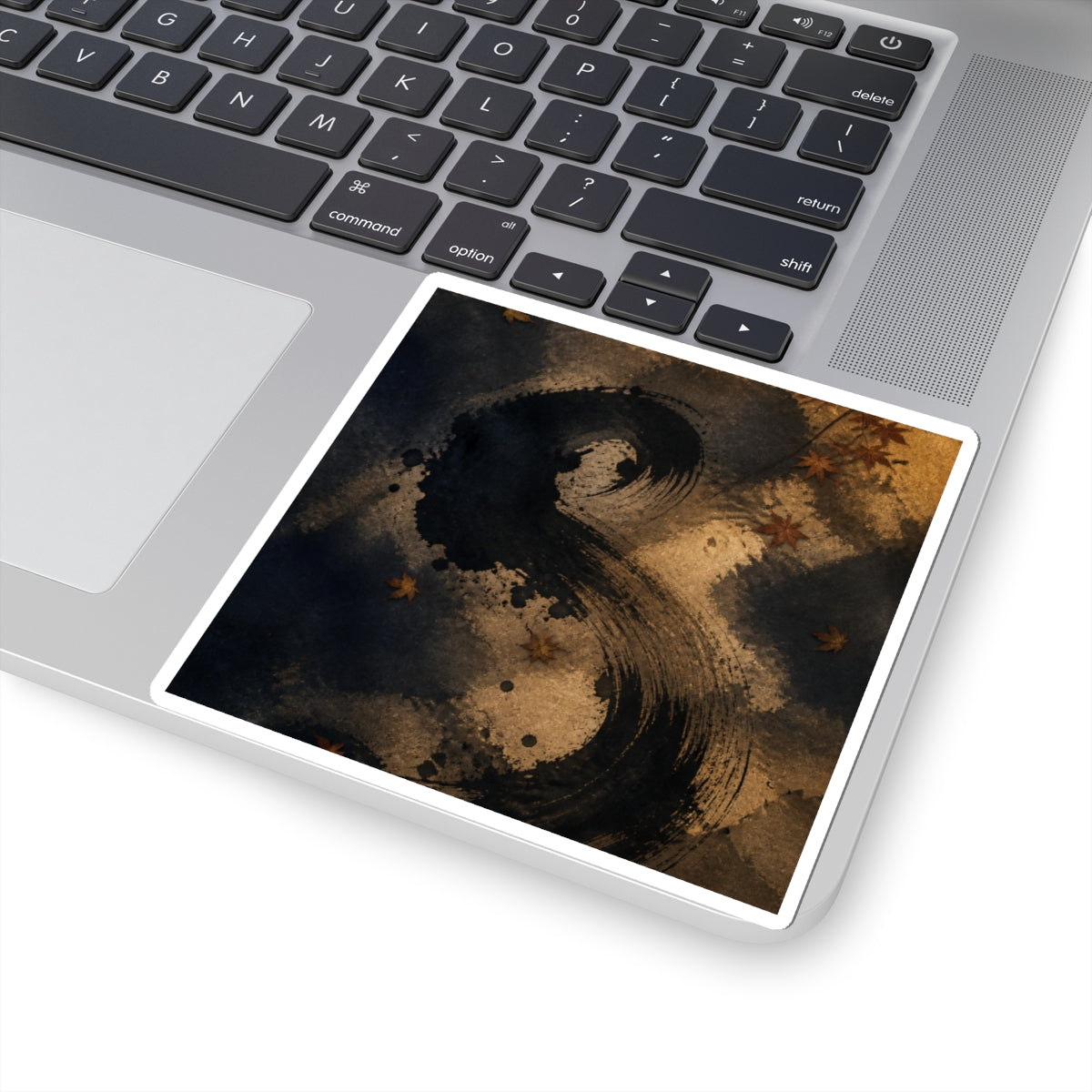 Ink Brushstroke Autumn Sticker | Dark Japandi Luxurious Design