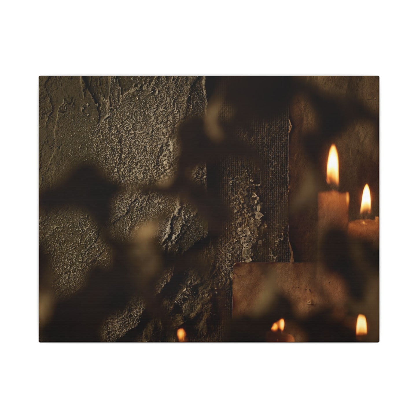 Shadow Play Dark Texture Canvas Art | Moody Dark Japandi Art