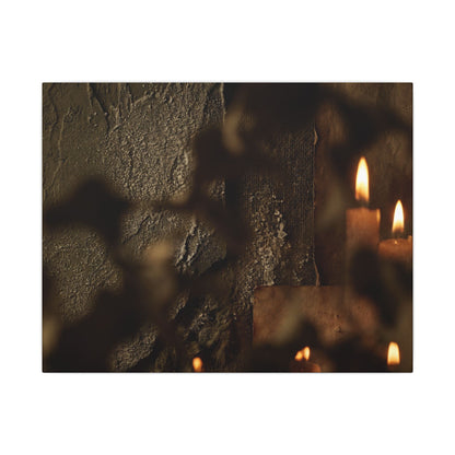 Shadow Play Dark Texture Canvas Art | Moody Dark Japandi Art