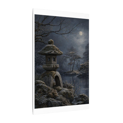 Stone Lantern Canvas Art | Winter Japandi Japanese Pattern Art