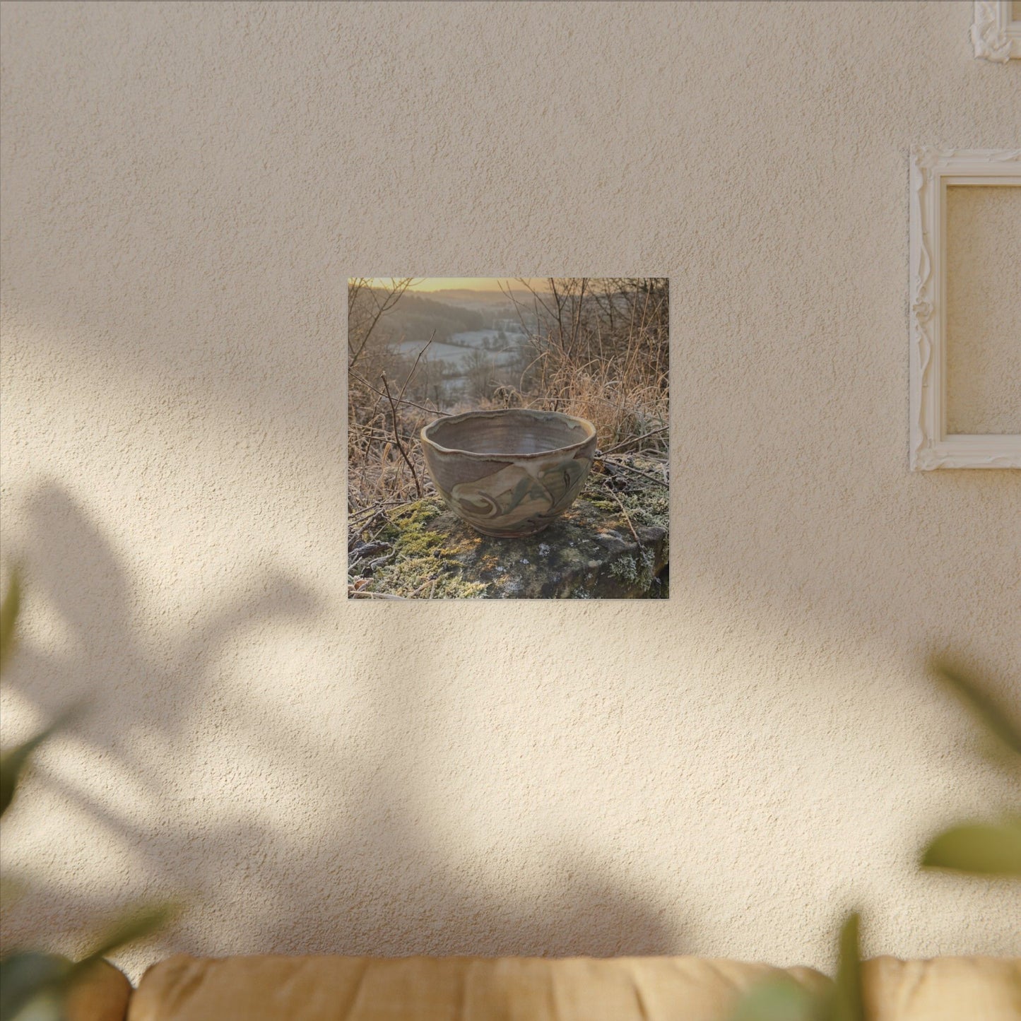 Golden Hour Ceramic Bowl Canvas Art - Japandi Shibui