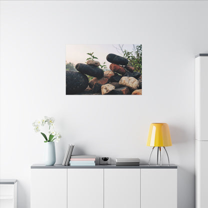River Stones Canvas Art | Spring Kintsugi Broken Beauty Art