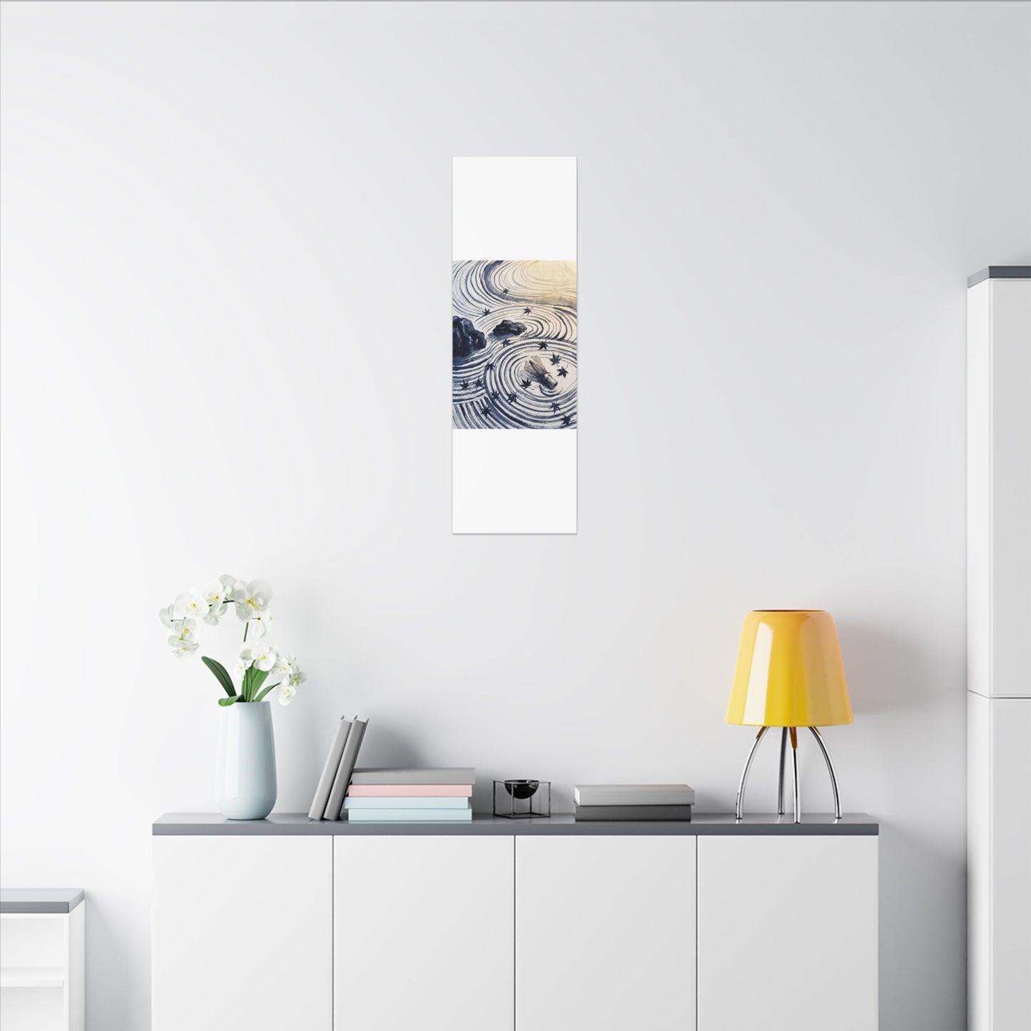 Zen Rock Garden in Golden Hour | Sumi E Canvas Art