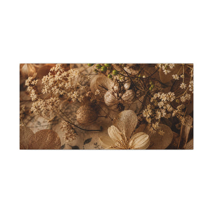 Spring Dried Flowers Japanese Pattern Canvas Art | Earthy Decor