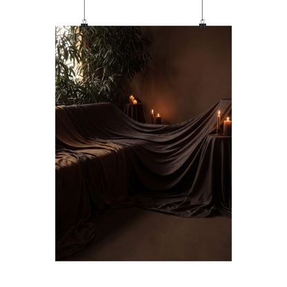 Candlelight Silk Drape Wall Art Print - Dark Japandi Ma