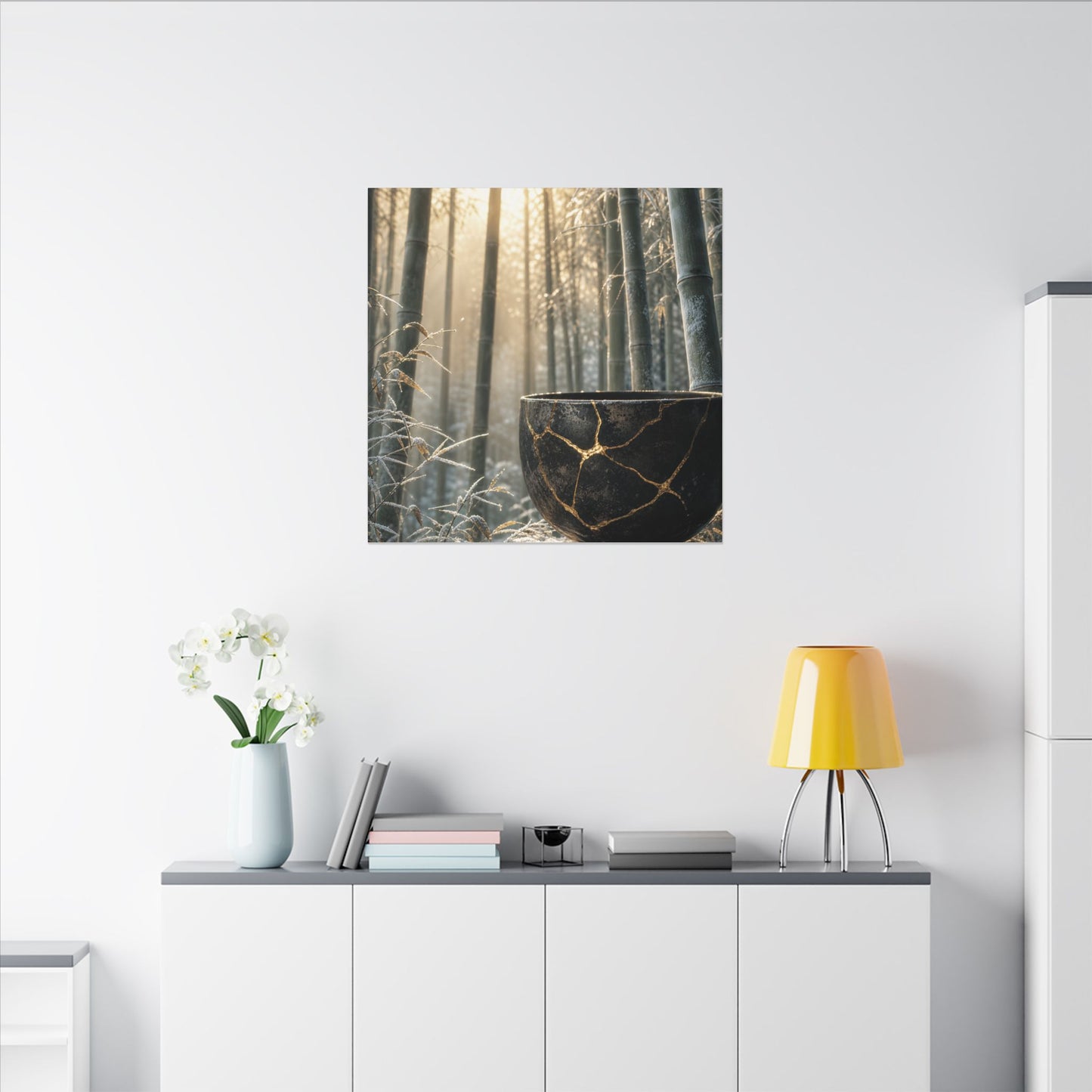 Fukinsei Bamboo Grove Canvas Art - Kintsugi Gold Repair