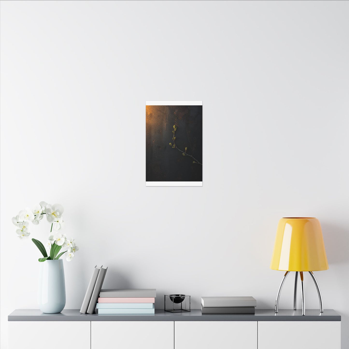 Dark Japandi Rust Patina in Golden Hour | Moody Minimal Canvas Art
