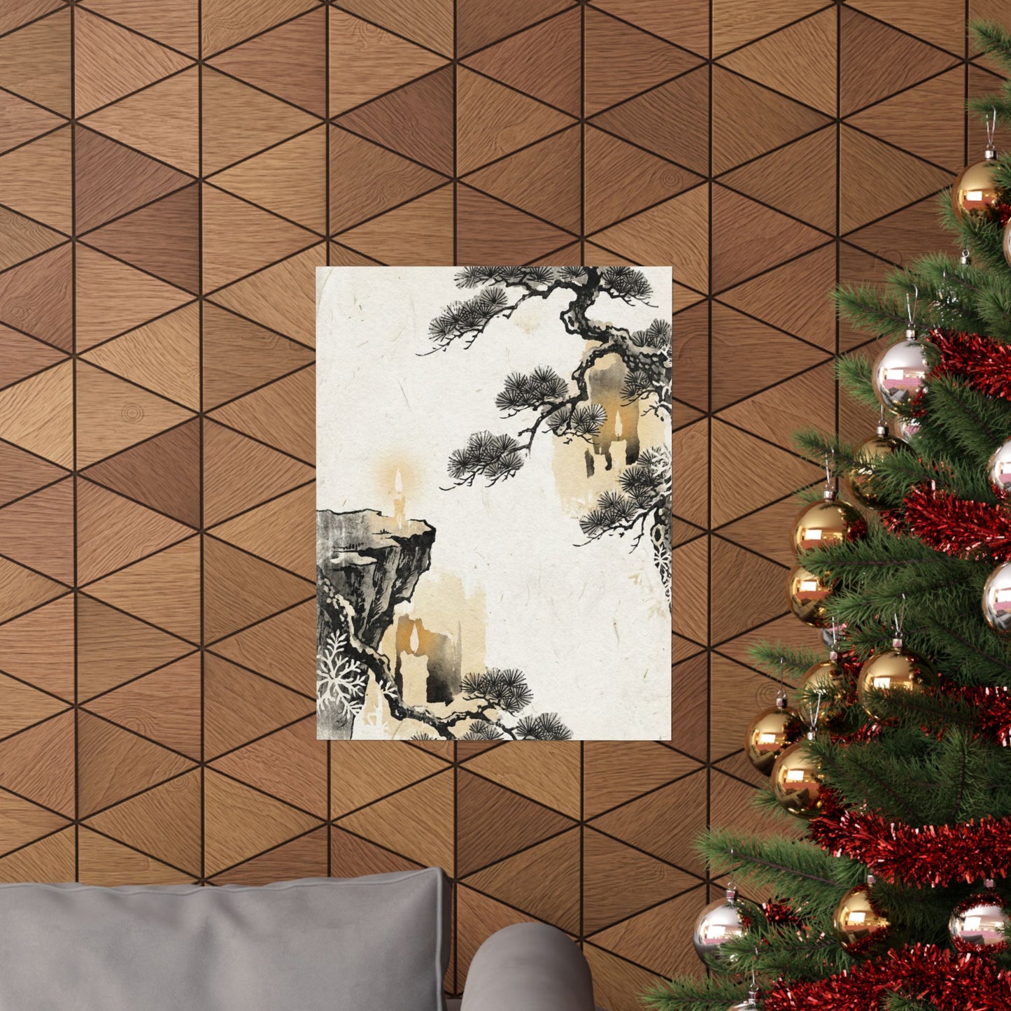 Ma Pine Tree Wall Art Print - Japandi Japanese Pattern