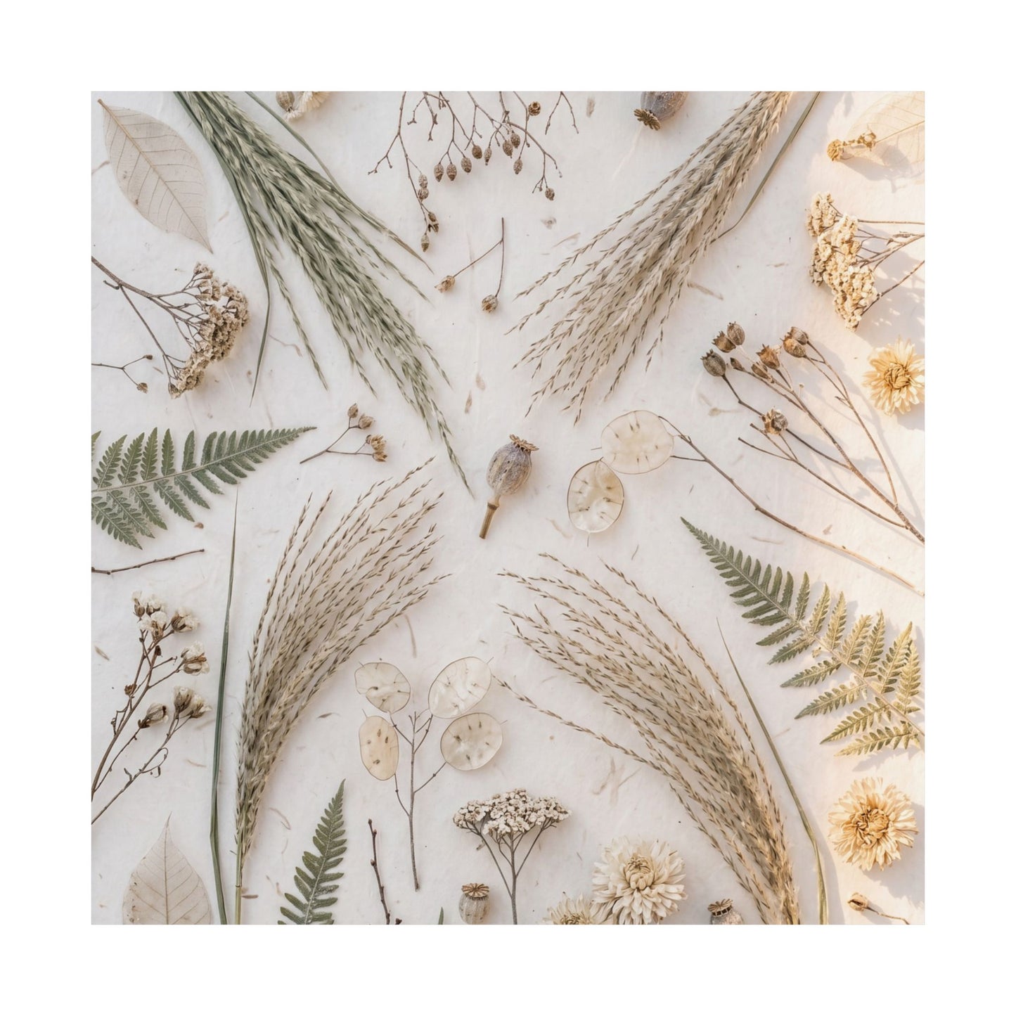 Cozy Dried Flowers Wall Art Print - Japanese Pattern Japandi