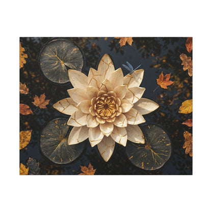 Kintsugi Lotus Flower in Dappled | Gold Repair Canvas Art Art Print
