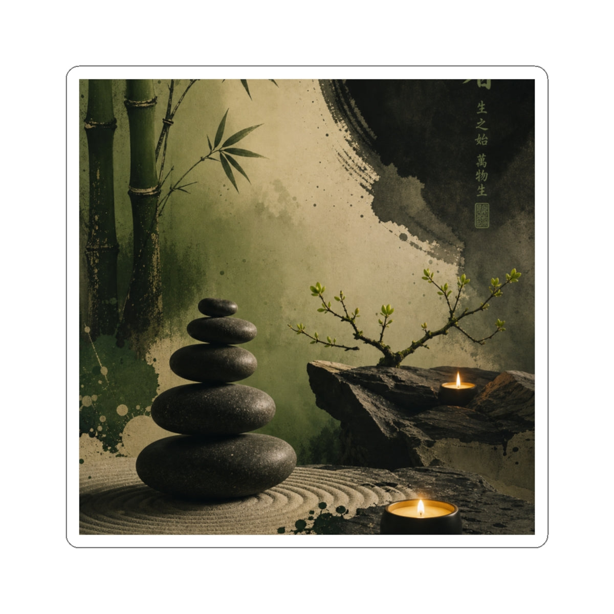 River Stones Sticker | Spring Zen Karesansui Art