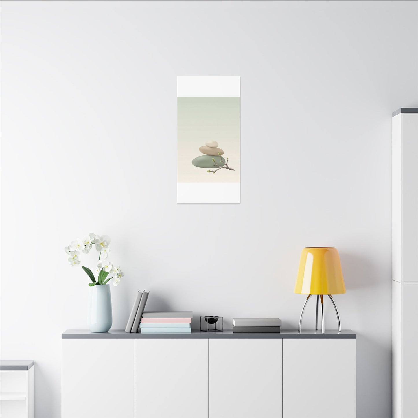 Dawn River Stones Canvas Art - Japandi Fukinsei