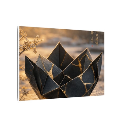 Kintsugi Paper Fold in Golden Hour | Gold Repair Canvas Art