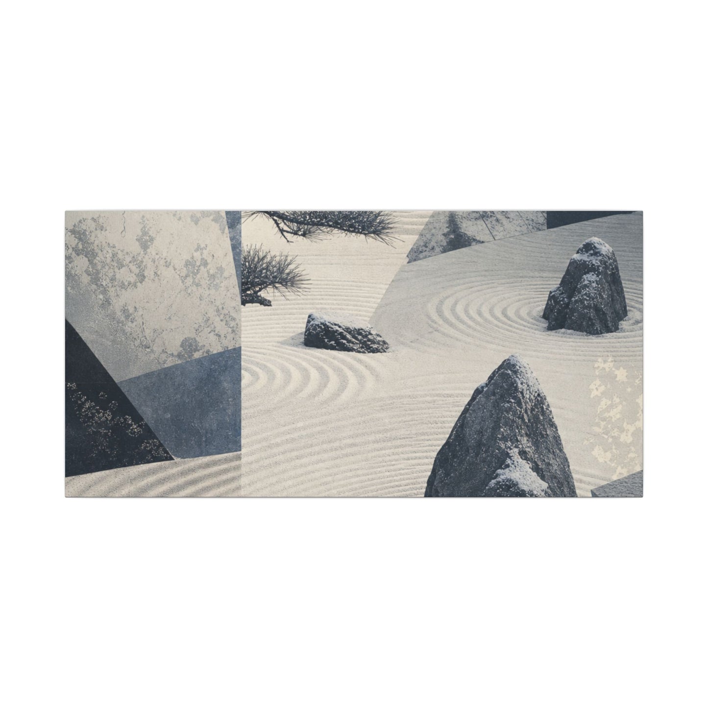 Seijaku Rock Garden Canvas Art - Zen Ukiyo E Inspired