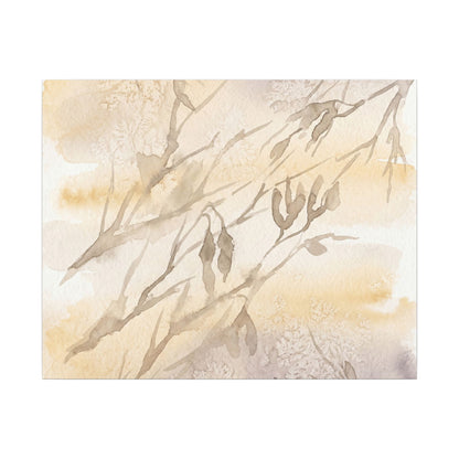 Shadow Play Winter Canvas Art | Japandi Warm Design
