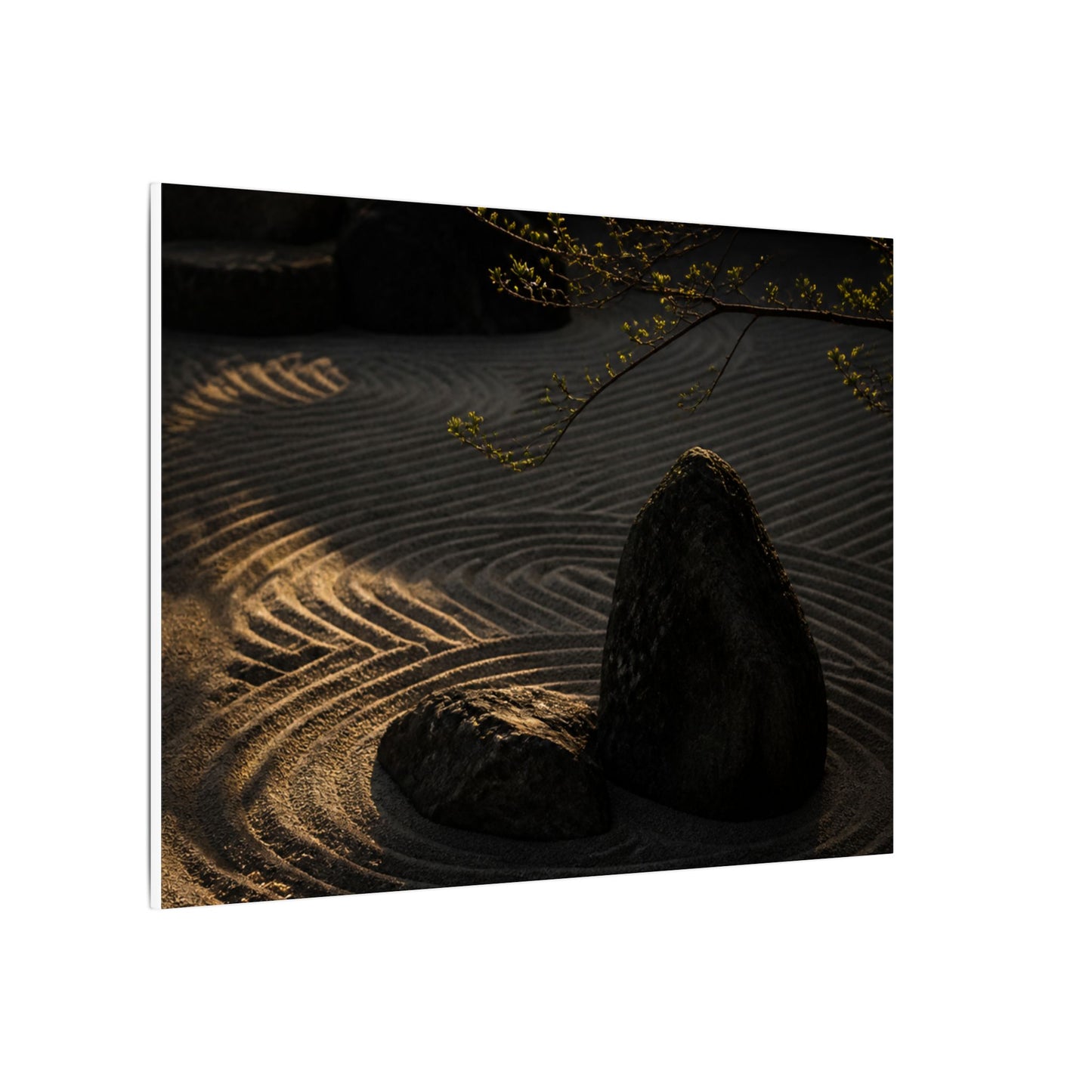 Ma Rock Garden Canvas Art - Dark Japandi Shadow Zen