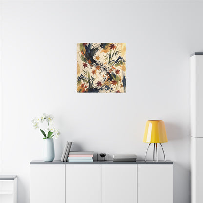 Golden Hour Ink Brushstroke Canvas Art - Zen Shibui