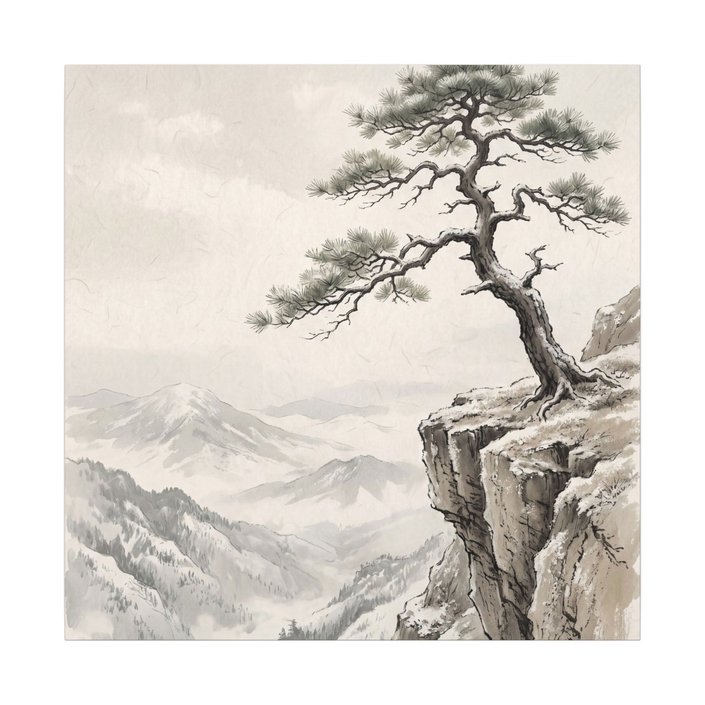 Seijaku Pine Tree Canvas Art - Japandi Japanese Pattern