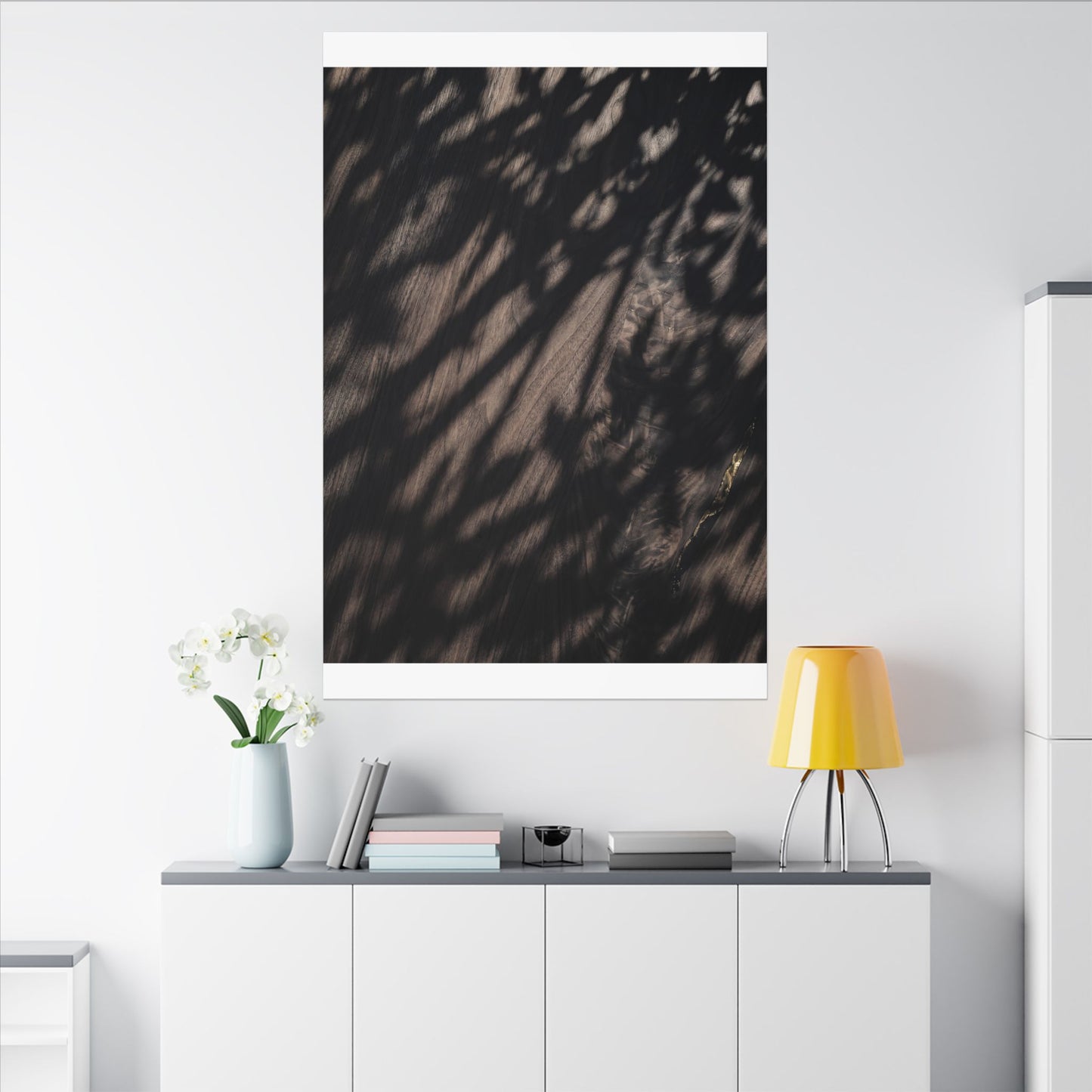 Shadow Play Summer Canvas Art | Dark Japandi Moody Design
