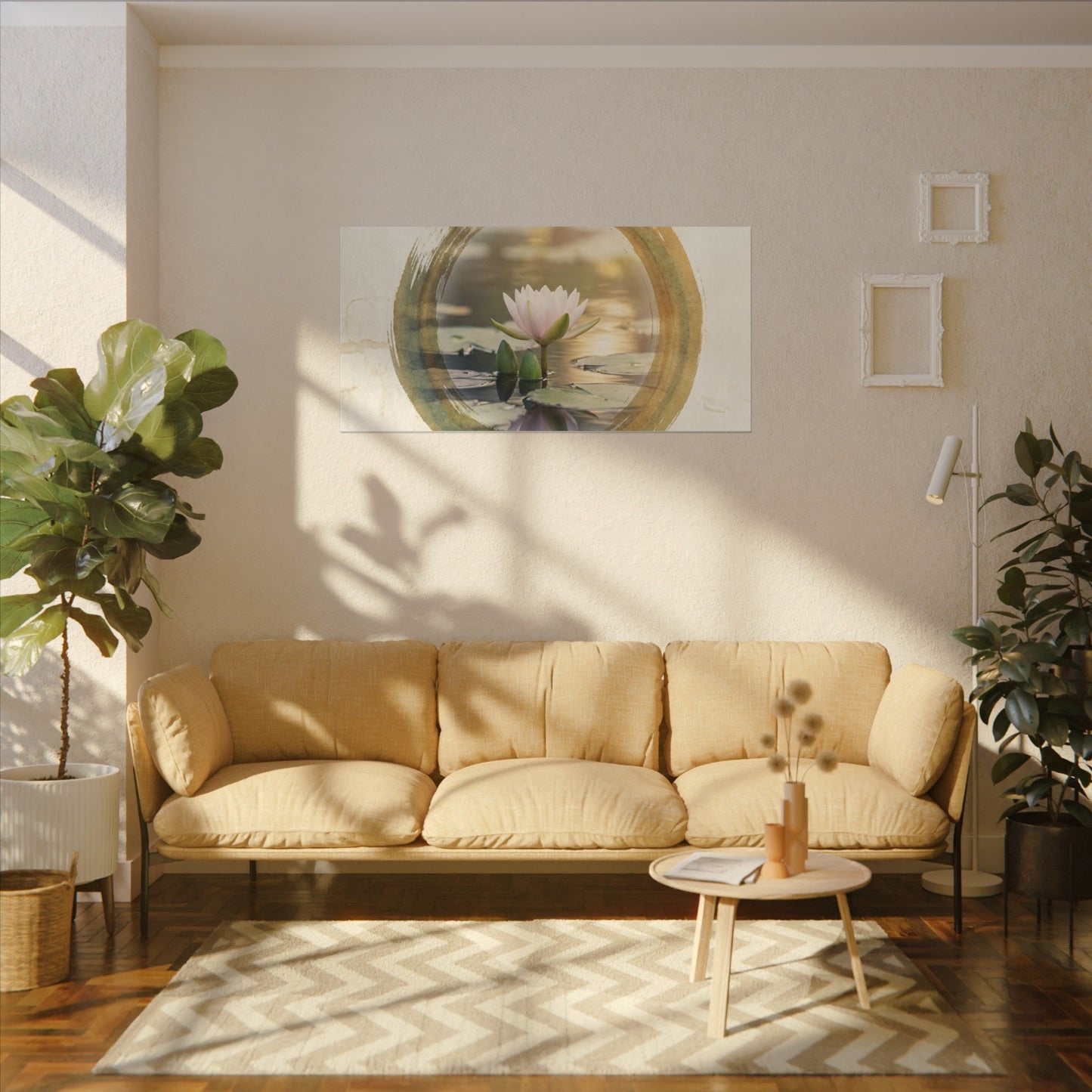 Peaceful Lotus Flower Canvas Art - Enso Zen