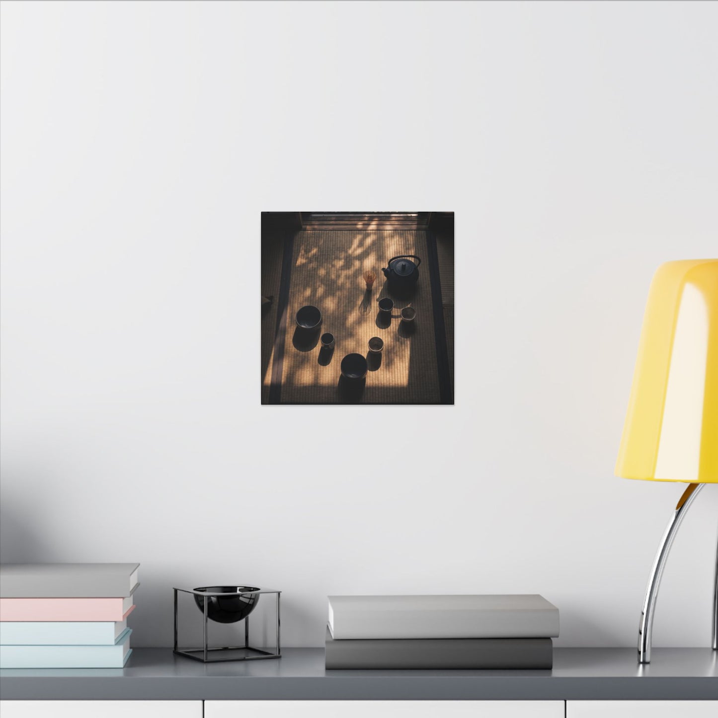 Shibui Tea Ceremony Canvas Art - Dark Japandi Shadow Zen