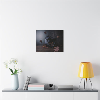 Dark Japandi Paper Fold in Dawn | Shadow Zen Canvas Art
