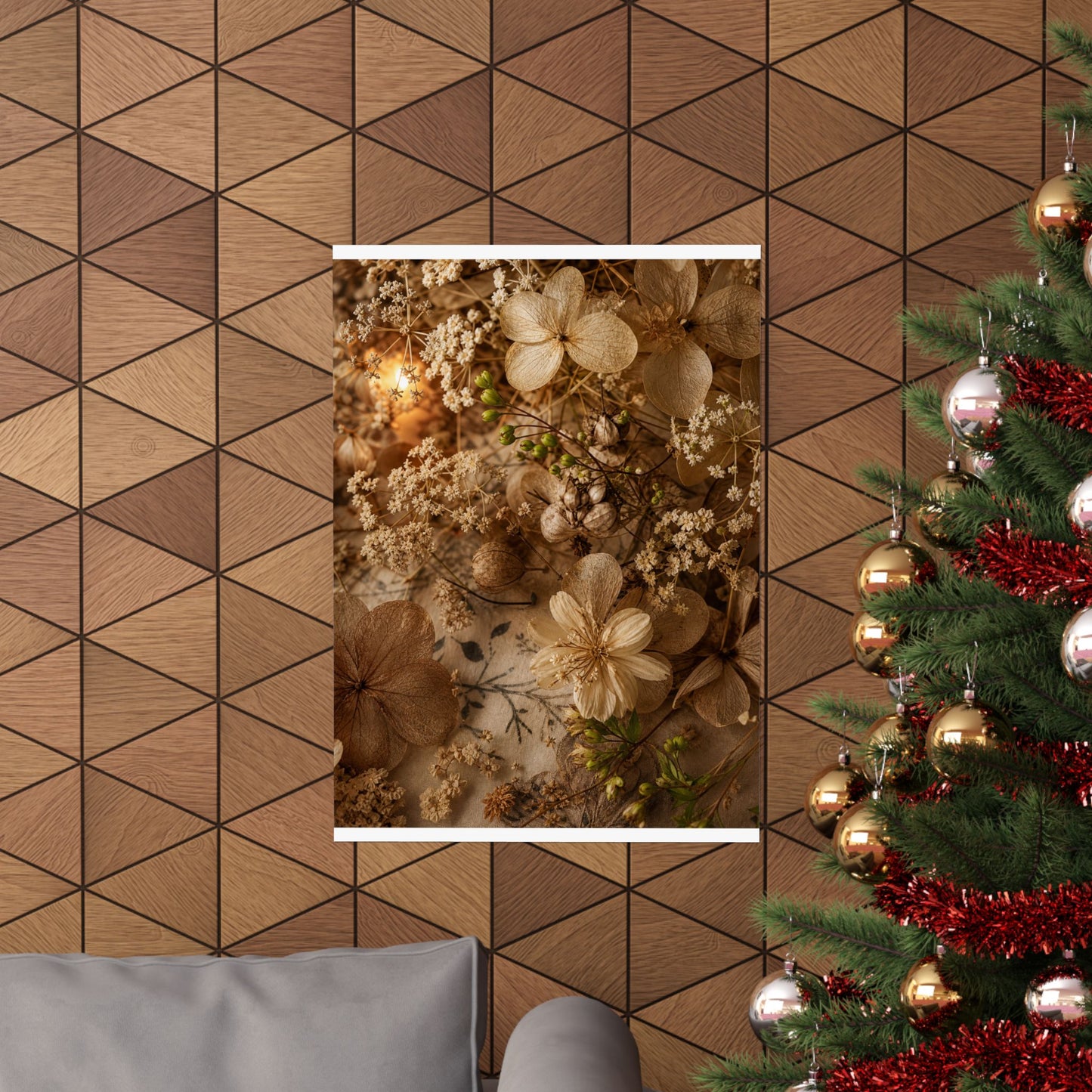 Candlelight Dried Flowers Wall Art Print - Japandi Fukinsei