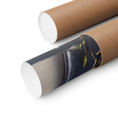 Kintsugi Paper Fold in Moonlight | Gold Repair Wall Art Print